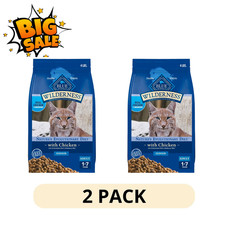 2 Pack Blue Buffalo Wilderness Grain Free Dry Cat Food Chicken Recipe 4 lb Bag