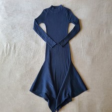 Women's Ribbed Asymmetric Sweater Dress Medium
