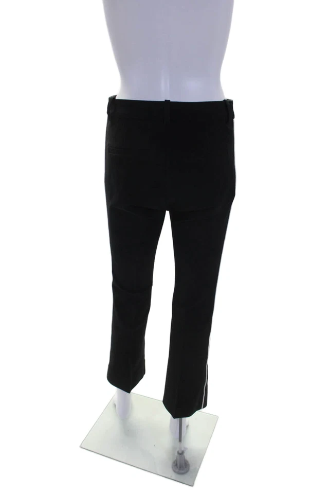 10 Pantalones Crosby Derek Lam Mujer Algodón Rayas Gancho y Ojo Bootcut Negros Talla 4 Foto 3 de 4