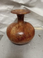 Burl Wood Vase 4" Wide Bud Vase Handcrafted Hand Made OAK 6" Tall 5" Wide