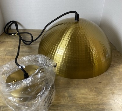 Found & Fabled Hammered Finish Brass Dome Pendant Light New Without Box