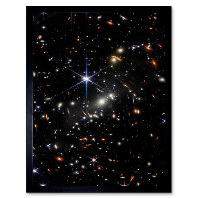 NASA James Webb Weltraumteleskop Tieffeld Sterne Galaxien Fotokunst gerahmt 12x16