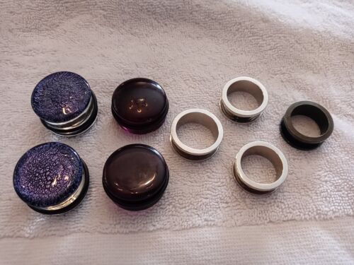 Ear Gauges Plugs Lot 3 Pair And 2 Individual. Purple And Silver Tone  - Picture 1 of 1