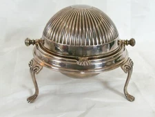Antique Viners Sheffield Silver Plate Rolling Dome Butter Server with Insert