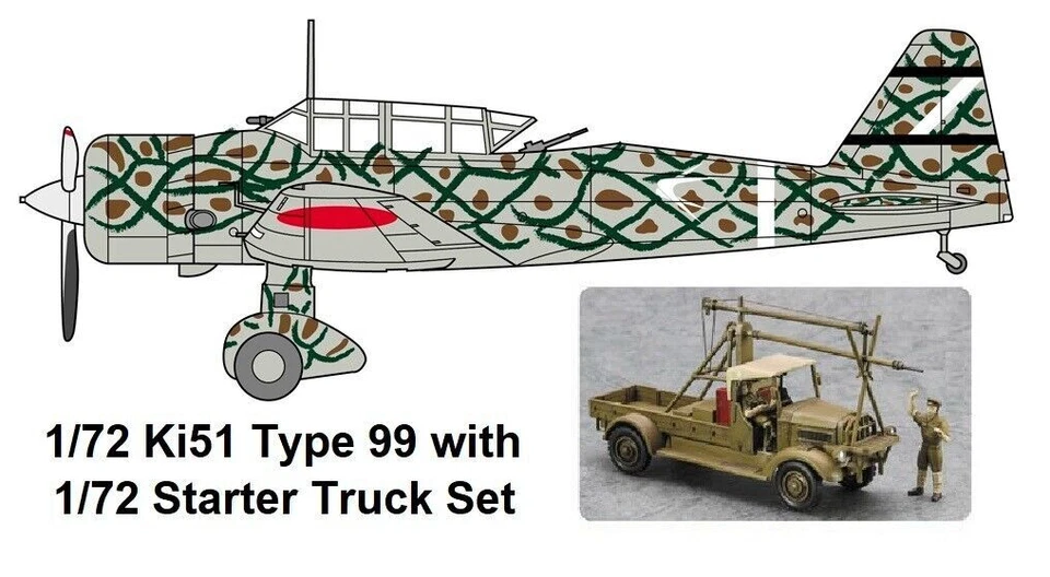 Hasegawa 02452 Mitsubishi Ki51 Type 99 Assault/Tactical Recon (Sonia) w/Start... - Immagine 2 di 3