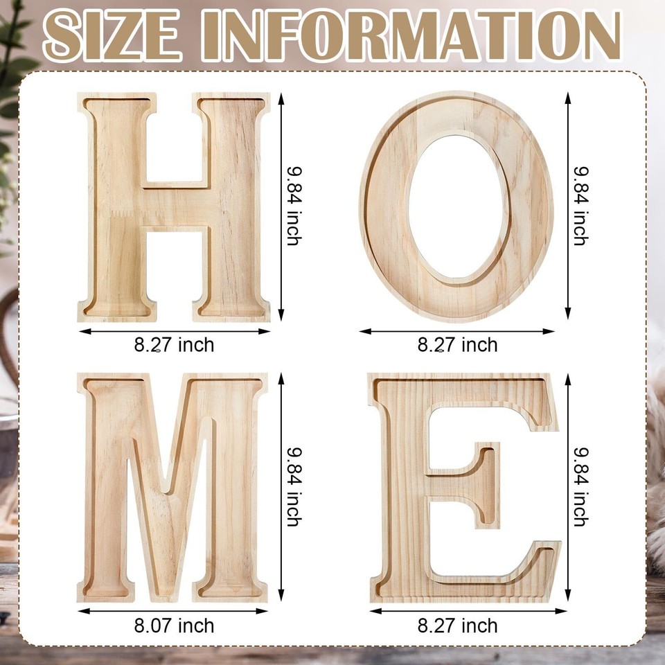 Food Trays 4 Pcs Wooden Charcuterie Home Letter Serving Tray Cheese