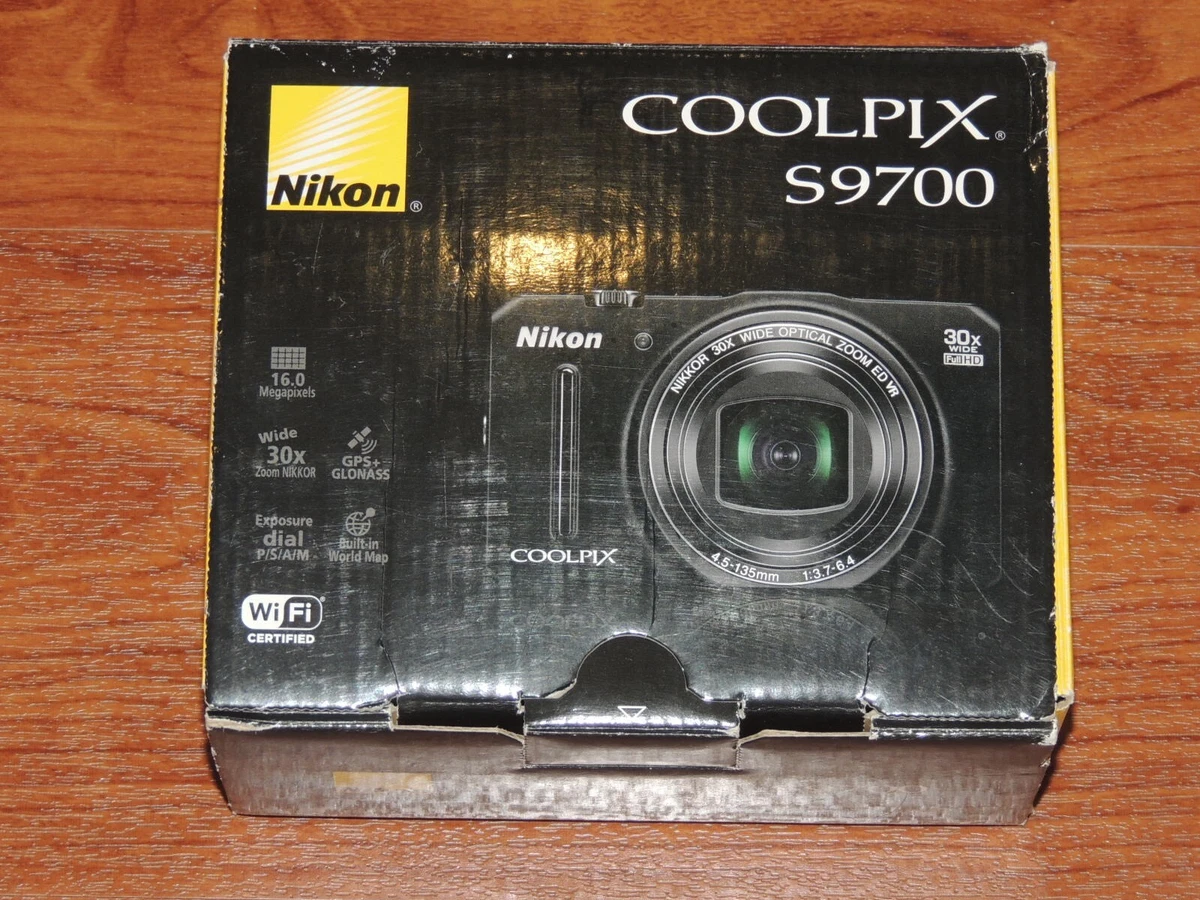 New in Open Box - Nikon COOLPIX S9700 16.0MP Camera - Black - 018208264698