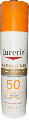 Eucerin Sun Age Defense SPF 50 Face Lotion hyaluronic acid 2.5 oz Ex 12/25