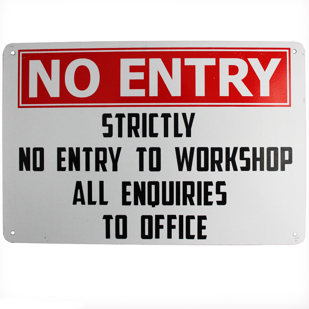 Warning Security Sign No Entry Workshop Inquires Office 200x300mm Metal ...