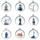 Lighthouse Glass Cabochon Charms for Jewelry Making
