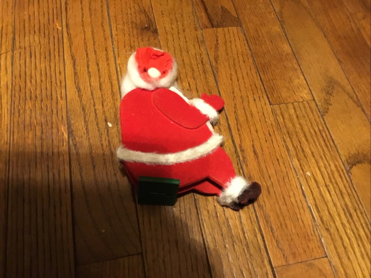 Vtg Flocked Velvet Felt flat Santa Claus Doll Christmas