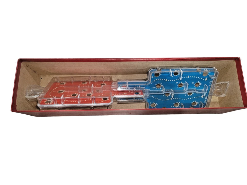Vintage Milton Bradley TILT-N-ROLL Obstacle Puzzle Game 1964 W/ Box USA Red/Blue - Image 2 of 4