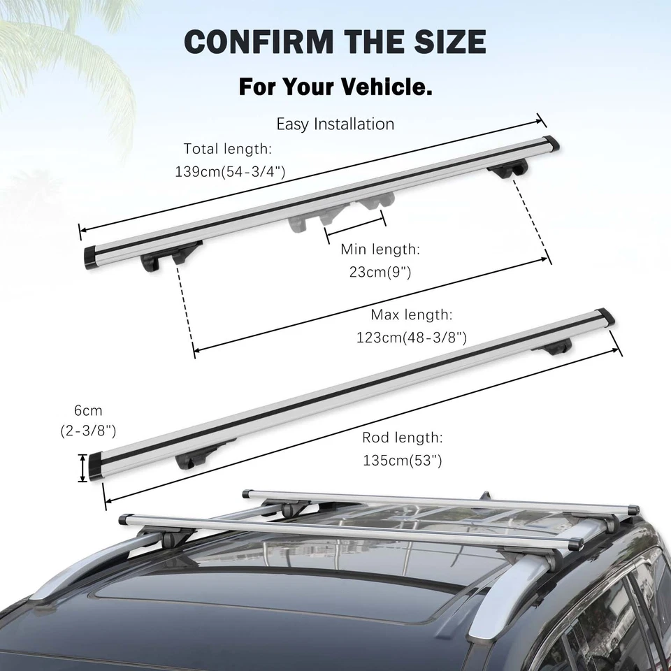 For Nissan Armada 2005-23 53'' Silver Roof Rack Cross Bar Luggage Cargo Carrier Foto 3 de 4