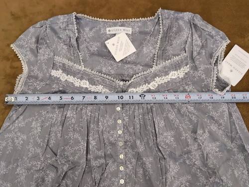 Eileen West Cap Sleeve Waltz Gown Grey Chambray SZ S - Picture 3 of 5
