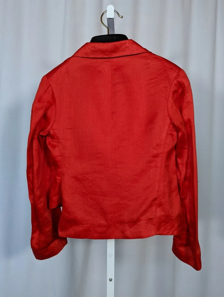 Chaqueta Blazer Yohji Yamamoto Rojo Teñido Recortado Seda Asimétrica Talla 1 Japón Foto 3 de 4
