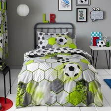 Football Stamp Single Duvet Cover Pillowcase Set 2-in-1 Design Kids Bedding