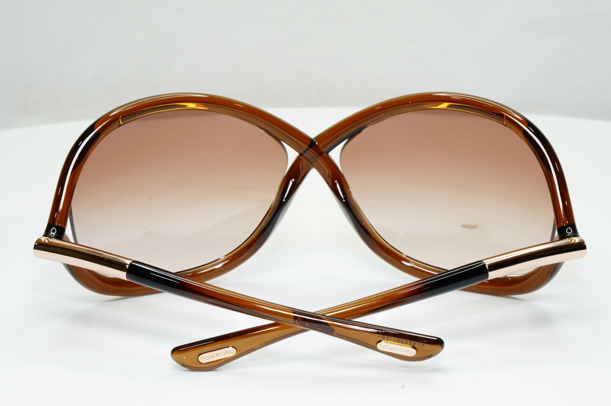 Tom Ford Whitney Sunglasses Brown Gradient Gold Large Wrap TF9