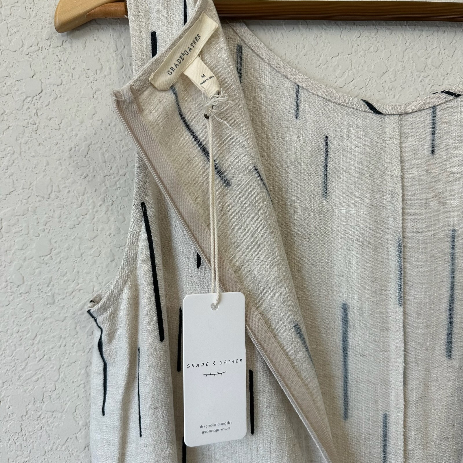 GRADE & GATHER Printed Rain Pocket Romper Womens Sz M Ivory Summer Beach NWT