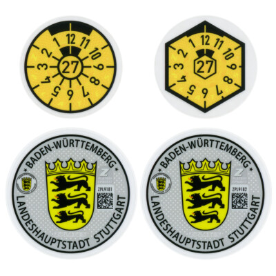 Stuttgart Germany License Plate Complete Sticker Set - Mercedes-Benz, Porsche