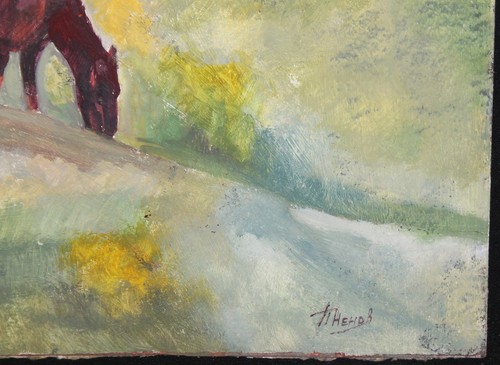 Vintage Impressionist oil painting horses signed - Picture 9 of 12
