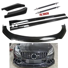 For Mercedes Benz C Front Rear Bumper Lip Splitter Spoiler Kit Side Skirt Body