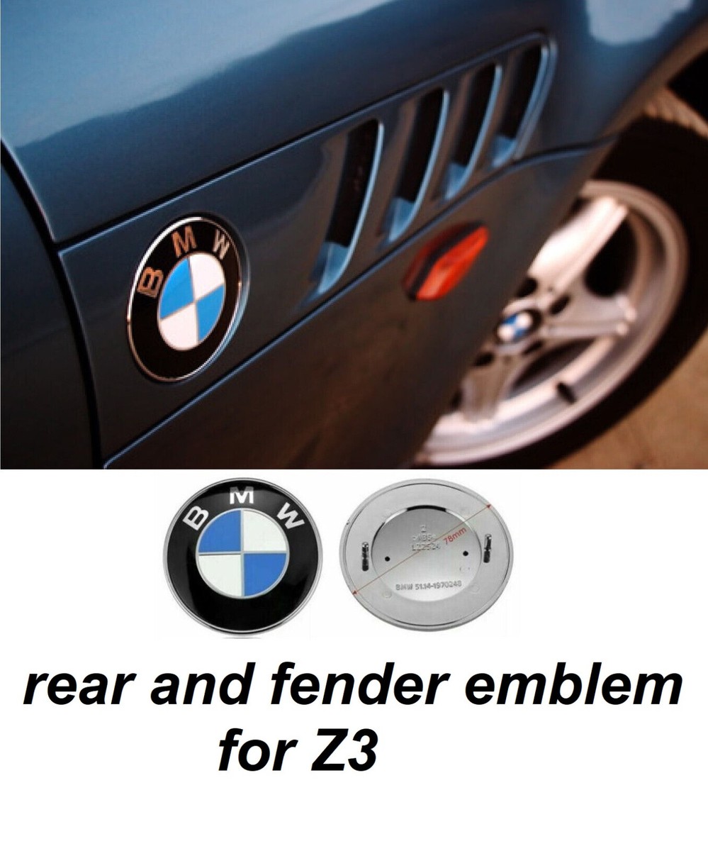 BMW Z3 rear, front and fender emblem set 3 x 78 mm + 1 x 82