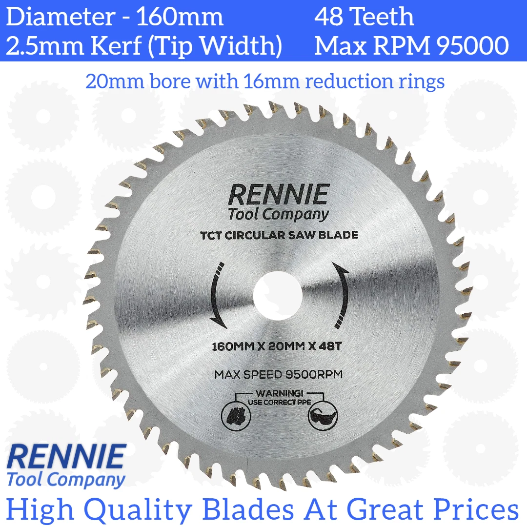 160mm x 48T TCT Circular Wood Saw Blade For Bosch Makita Dewalt Festool TS55 Etc