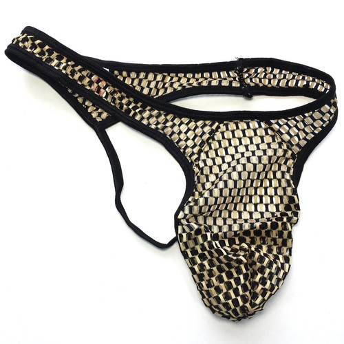 G3007 heißer sexy Herren Tanga zweifarbig kleine Löcher kariert String hinten - Bild 1 von 13