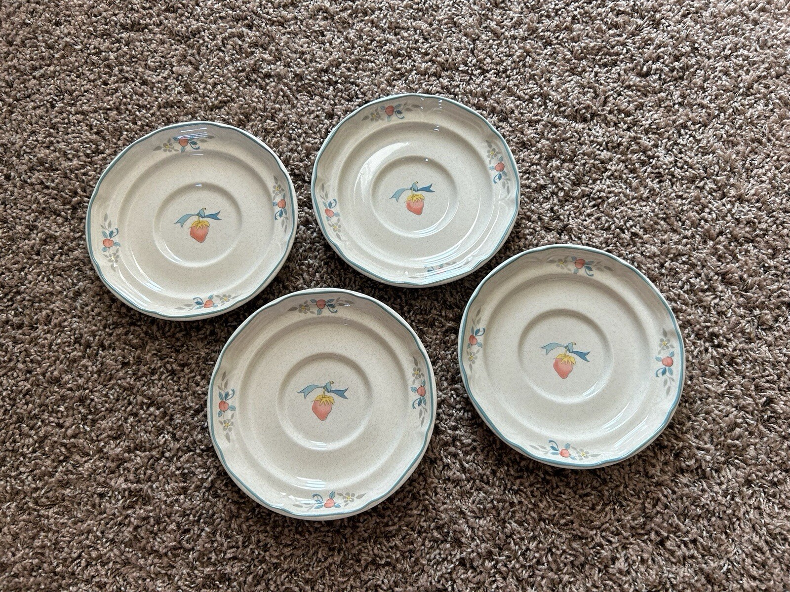 Set of 4 Vintage International Tableworks Marmalade Strawberry Saucers Plates