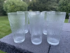 Jeanette Glass Finlandia Tree Bark Glasses Tumblers 16oz Set Of 6
