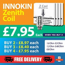 INNOKIN ZENITH COILS, Z, Zlide, Plexus, Plex 3D,KAL 1.6 0.8 0.5 0.48 Vape Coil 