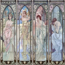 30 x 30 Alfons Mucha Girls Season Mural Ceramic Kitchen Bath D cor Tile 2568