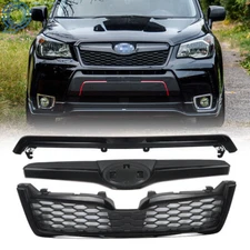 Gloss Black For Subaru Forester 2014-2018 Upper Grille Honeycomb Grill Assembly