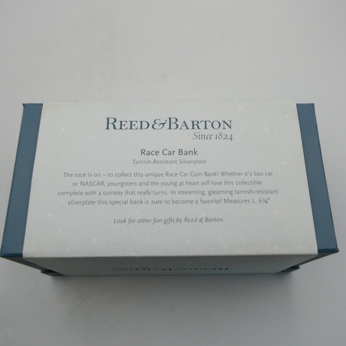 Banco de monedas Reed & Barton plateado para coche de carreras regalo para bebé NUEVO EN CAJA DE REGALO - Imagen 3 de 5