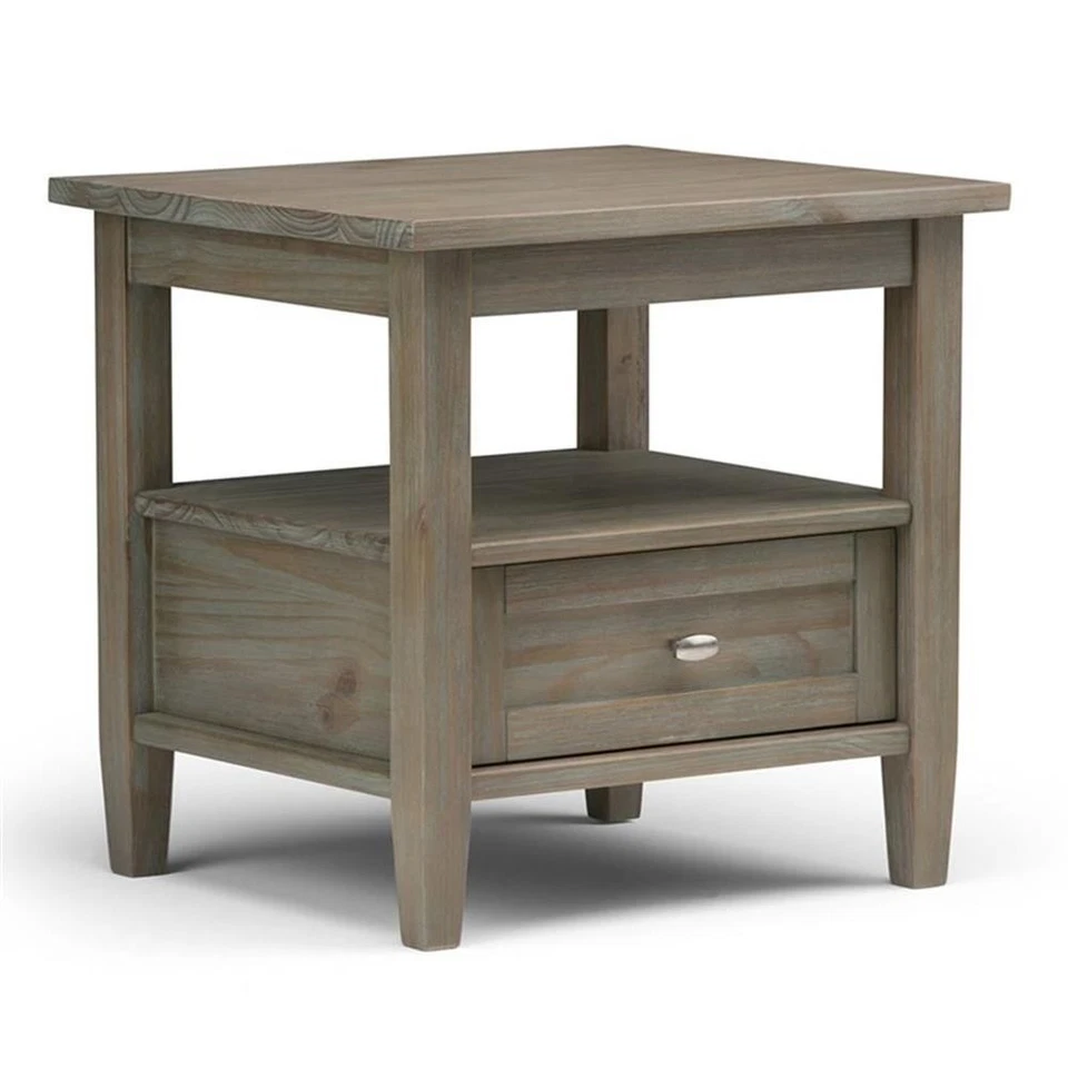 Home Square 2-Piece Wood 20" Rectangle Transitional End Side Table Set in Gray - Image 2 of 4