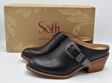 Sofft Women Size 10 Adara Black Leather Buckle Shooties Booties Shoes Mules