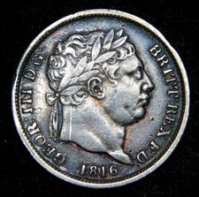 1816 George III SHILLING, British Silver Coin - VERY NICE