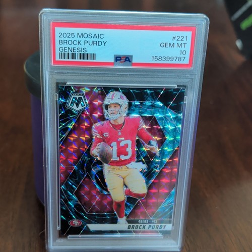 Brock Purdy Genesis Mosaic Prizm case hit. #221 49ers PSA gm mnt 10