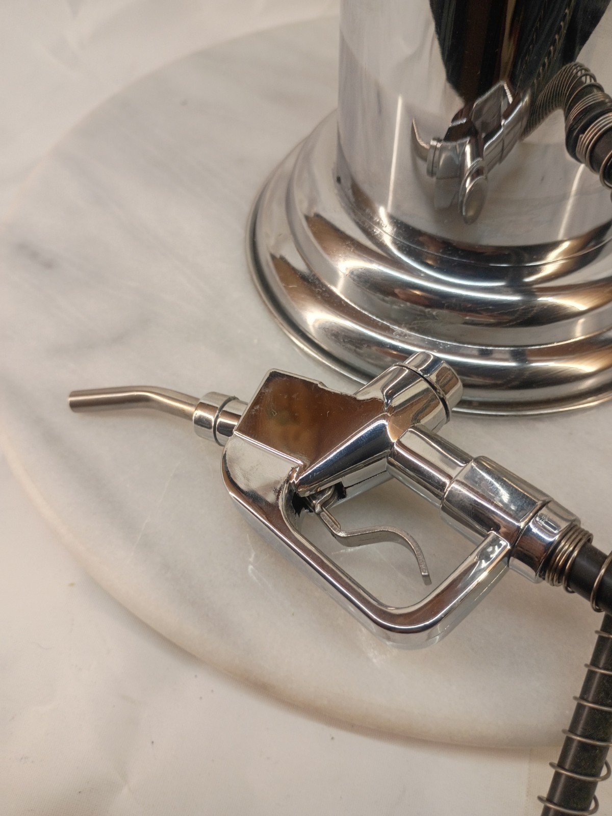 Gas Pump Bar Liquor Dispenser Godinger Fill 'Er Up Chrome 30 ounces 19" Tall