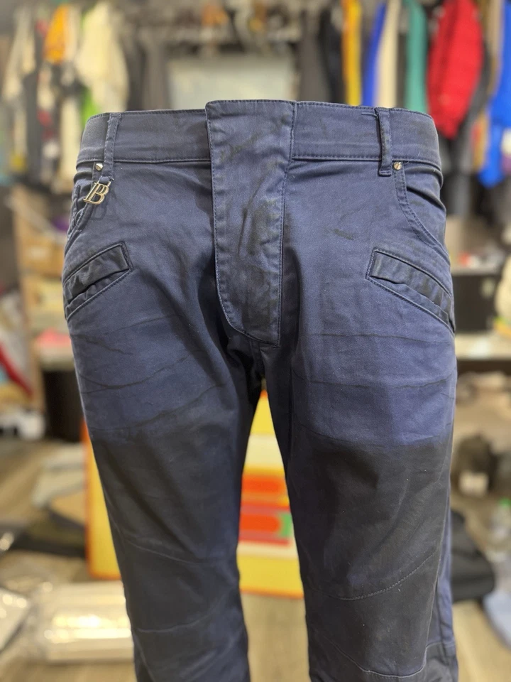 Pierre Balmain Men’s Moto Waxxed Denim Jeans 36 - Image 2 of 4