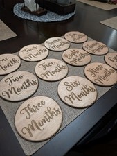 Baby Monthly Milestone Signs Set Of 12 Wood Birthday Photo Props Newborn Gifts