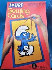 Smurf 80s SEWING CARDS yarn craft Colorforms toy Box of 6 New Sealed