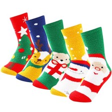 Fuzzy Christmas Socks for Kids Boys Girls Gift Cute Fun Cozy Fluffy Winter Wa...
