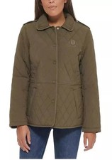 Tommy Hilfiger Women's Quilted Bomber Jacket in Army Green Size XL E3/6