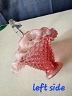 Fenton Cranberry Opalescent Glass Hobnail Basket 7.5 Tall Vintage