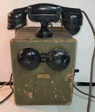 Antique Box Phone Wall Crank Monophone Phillips Electrical Works Limited 1920's