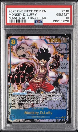 2025 ONE PIECE OP11-A FIST OF DIVINE SPEED #118 MONKEY D. LUFFY PSA 10