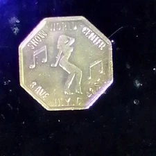 Vintage Classic "Show World " Times Square New York City Octagonal BrassToken