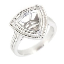 Sterling Silver Semi Mount Ring Setting Trillion Tri 11x11mm Milgrain Vintage