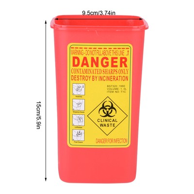 Tattoo Plastic Sharps Container Biohazard Needle Disposal 1L Size Wa BAK